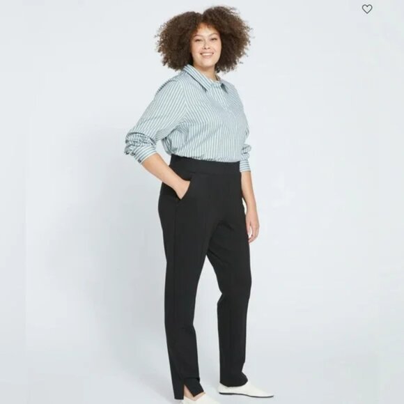 Universal Standard Skinny Pintuck Ponte Black Pants - Picture 1 of 8